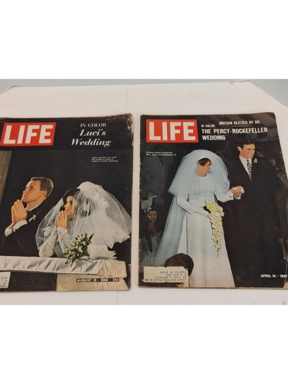 2 LIFE Magazines 1966 & 1967 Weddings Luci Johnson Rockefeller Eastwood Vintage